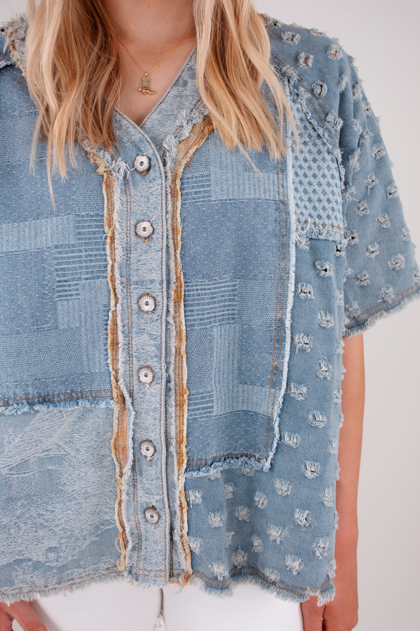 Outlaw Patchwork Denim Top