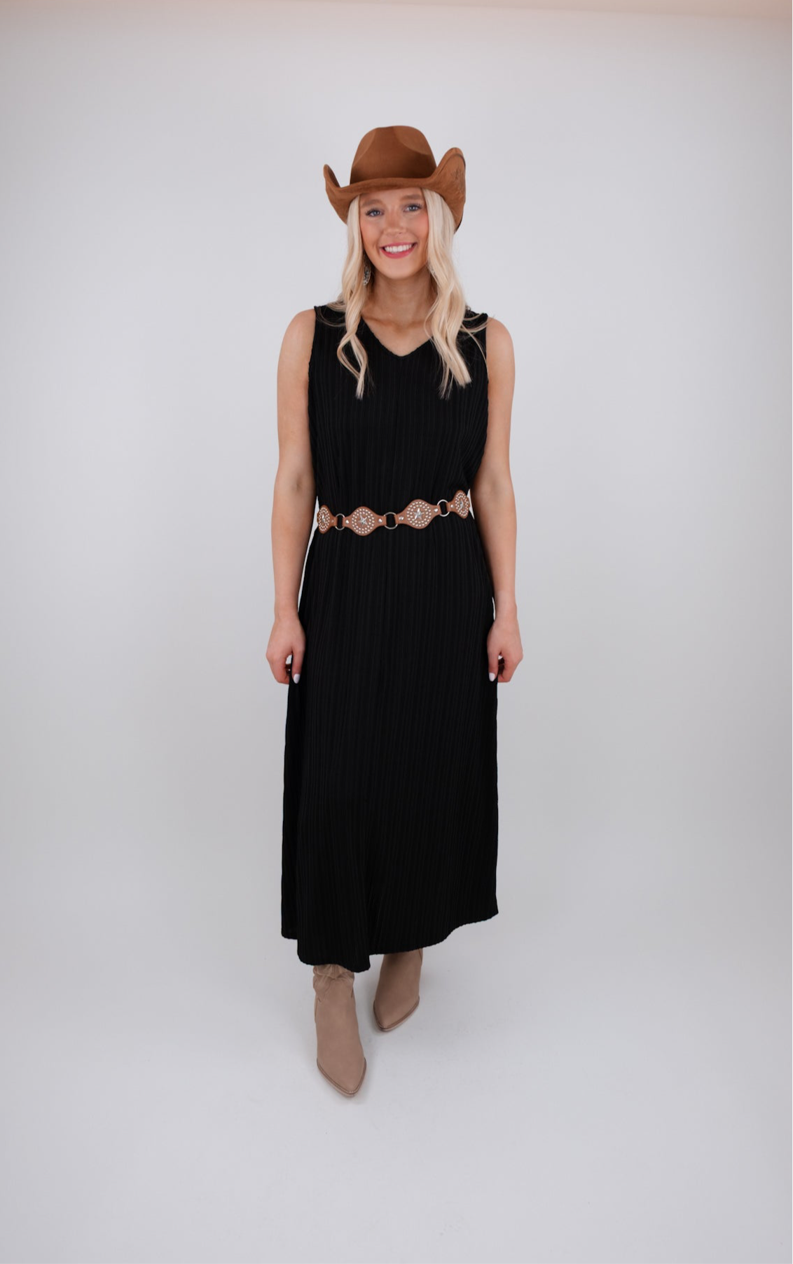 Ribbed Stitched Dress - Black