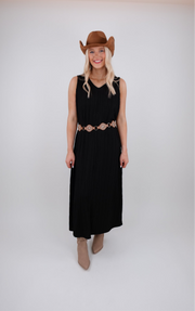 Ribbed Stitched Dress - Black