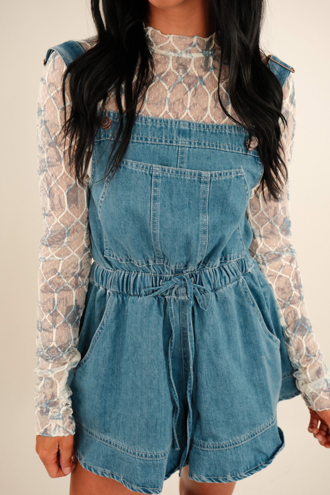 Red, White, & Bows Ruffled Overalls
