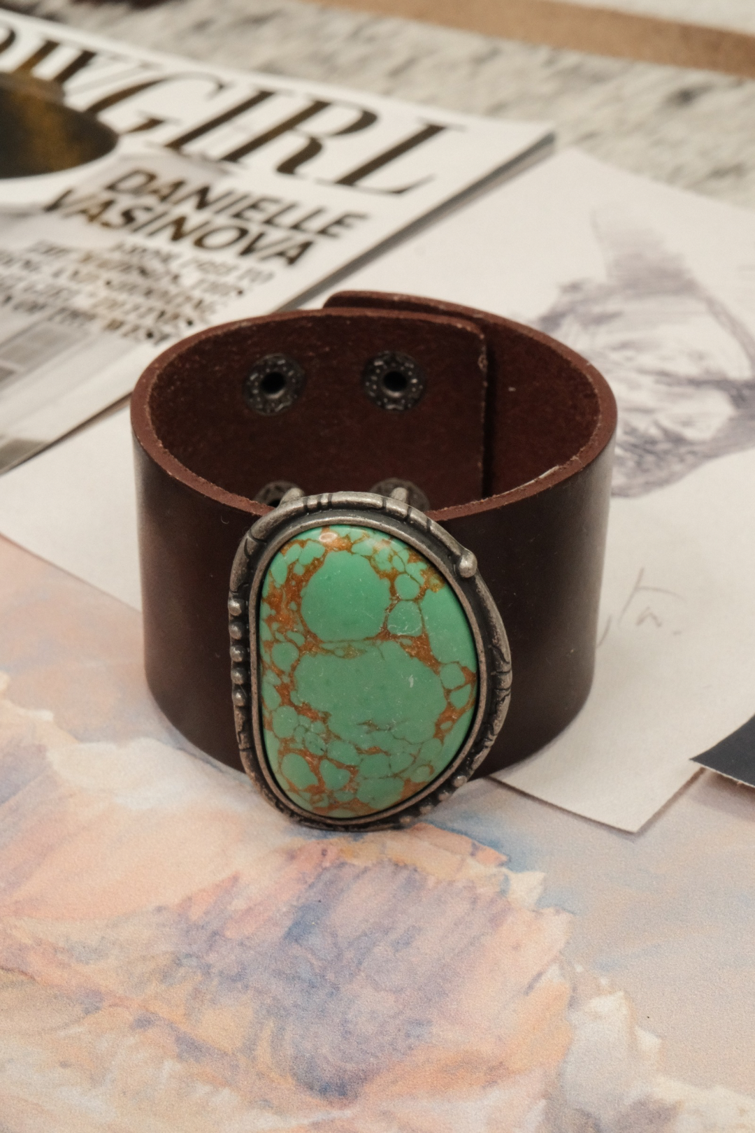 Canyon Gem Leather Wrap Bracelet