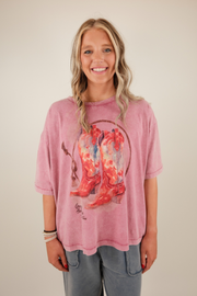 Boot Loop Graphic Tee - Mauve