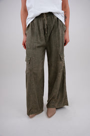 Wanderlight Linen Cargo Pants - Olive