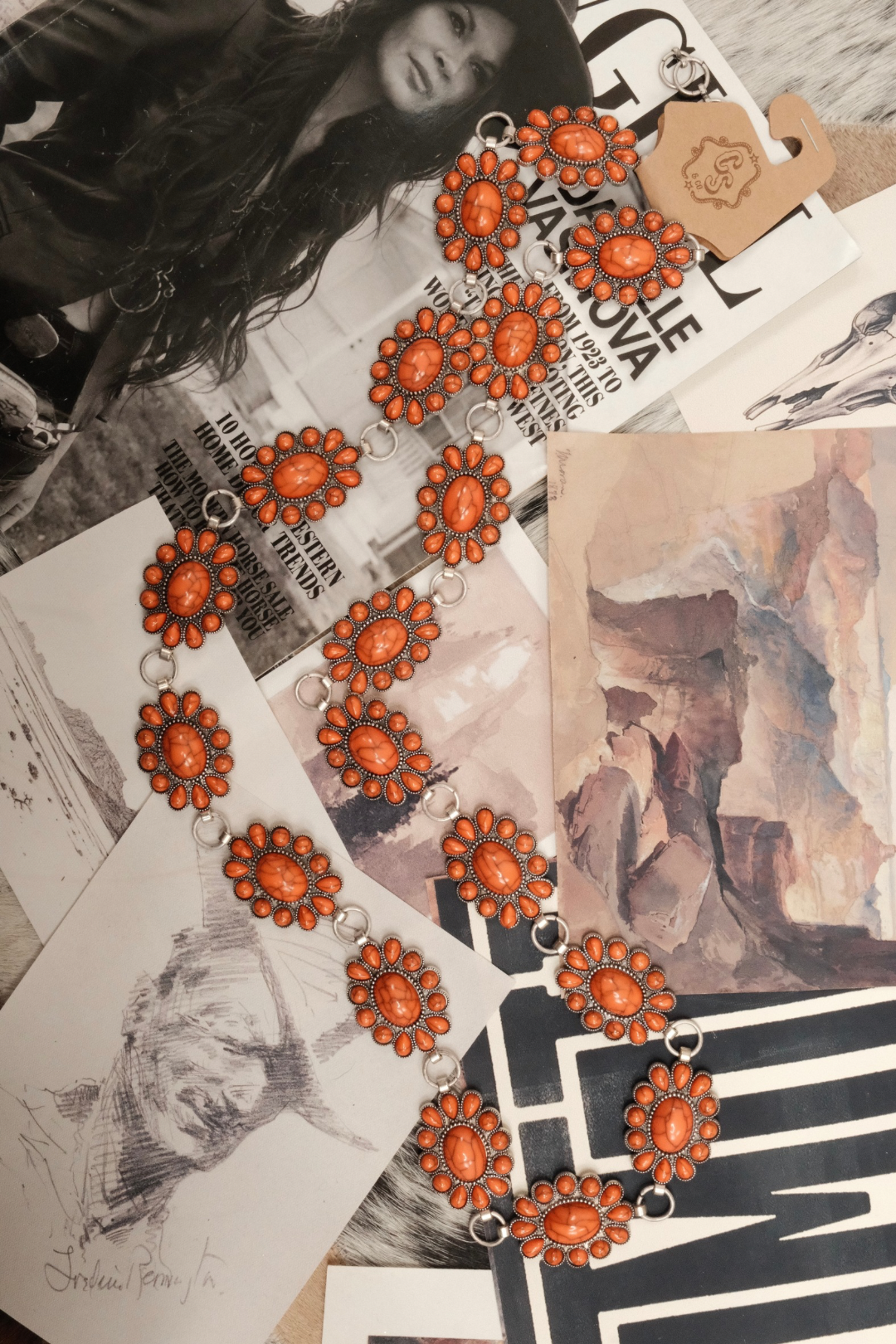 Sundown Bloom Concho Belt