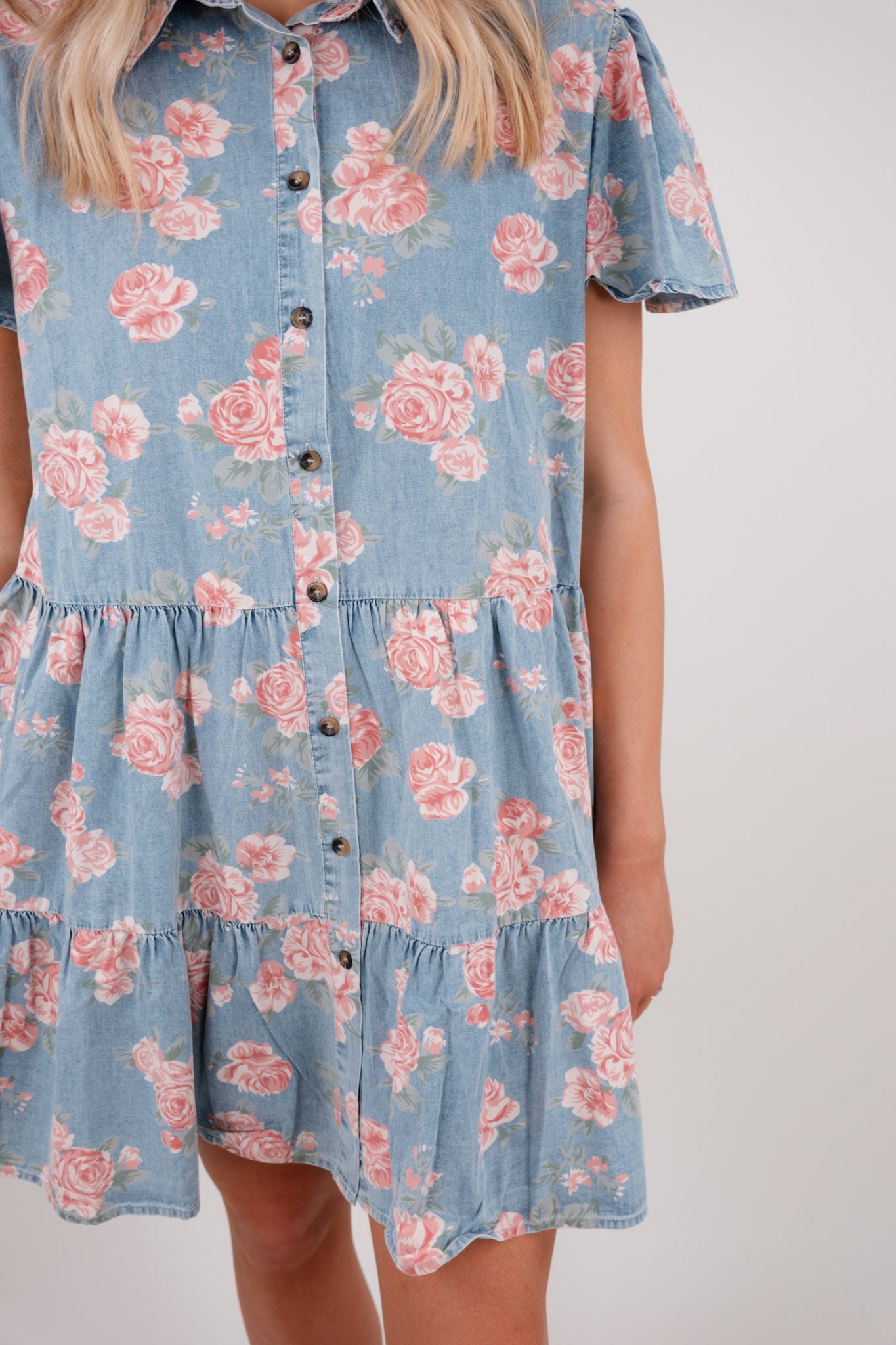 Rosette Ridge Denim Dress
