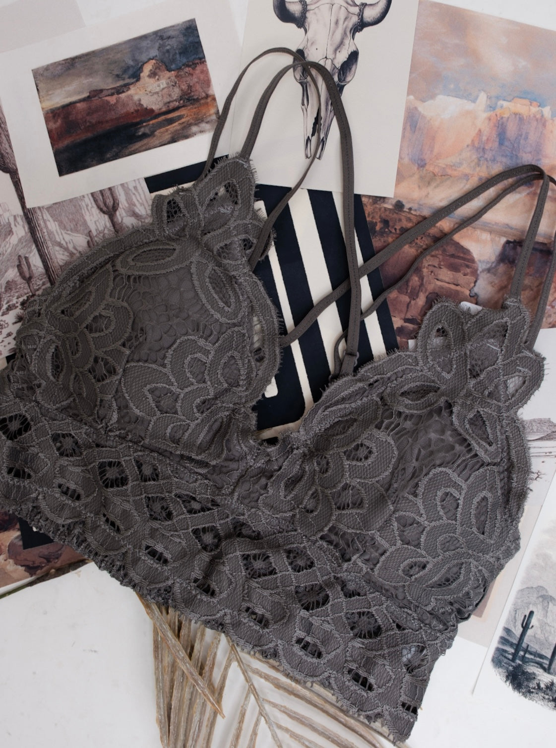 Lace & Lasso Bralette - Grey