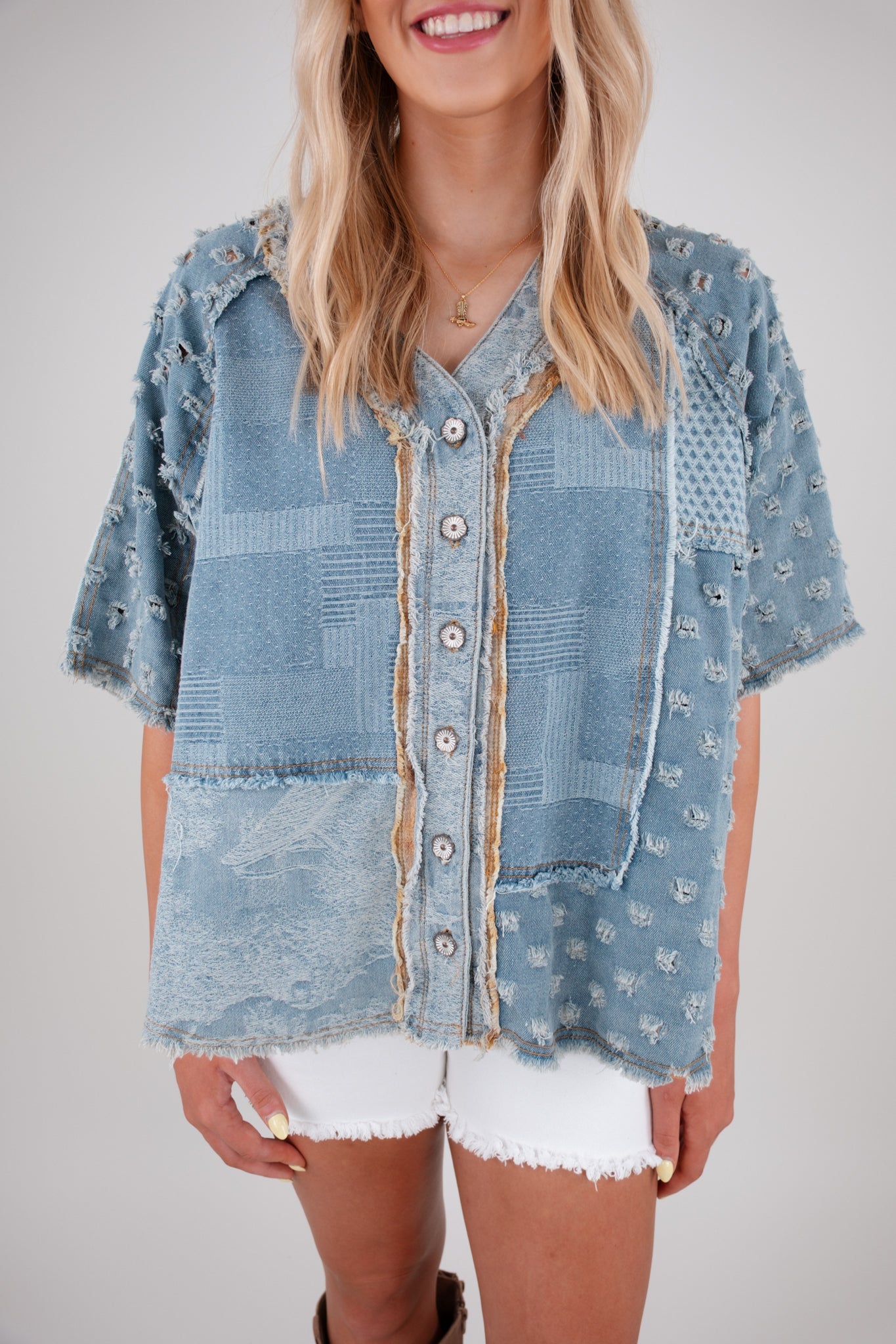 Outlaw Patchwork Denim Top