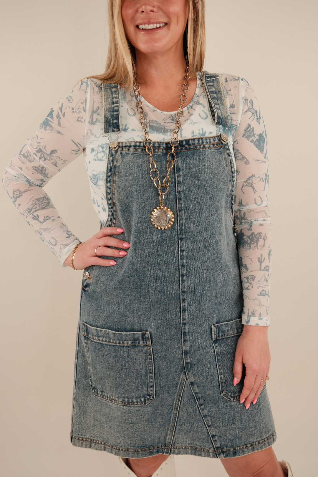 Saddle Snap Overall Dress