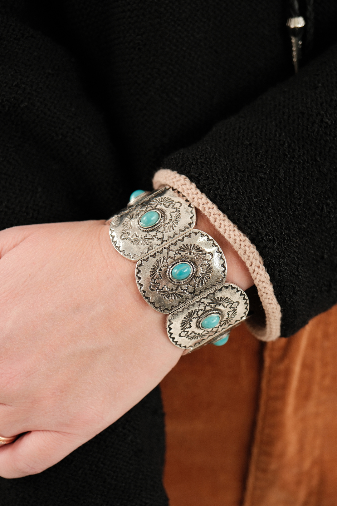 Silver Mesa Turquoise Stretch Bangle