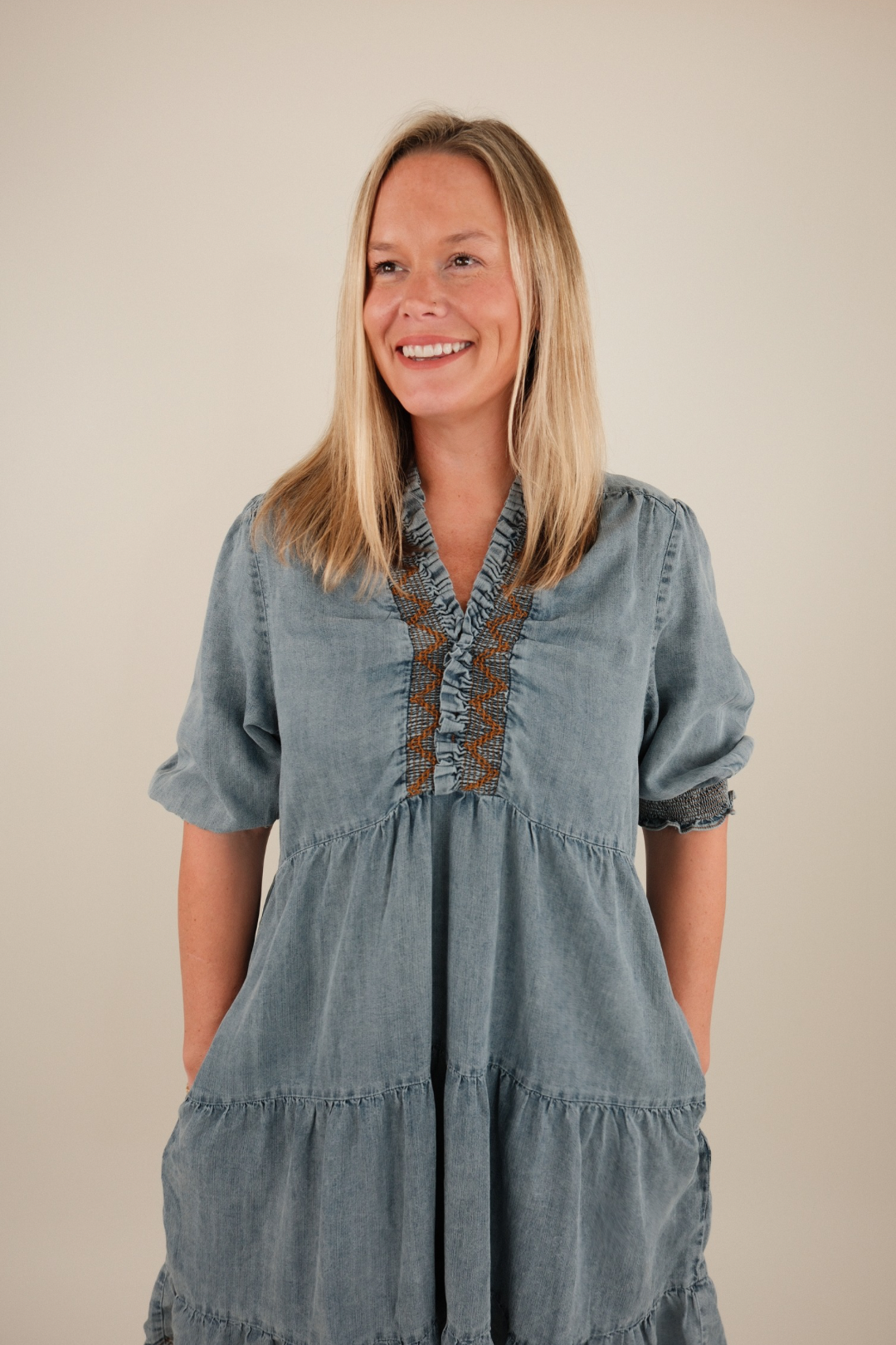 Prairie Skies Denim Mini Dress Medium Prairie Skies Denim Mini Dress Medium