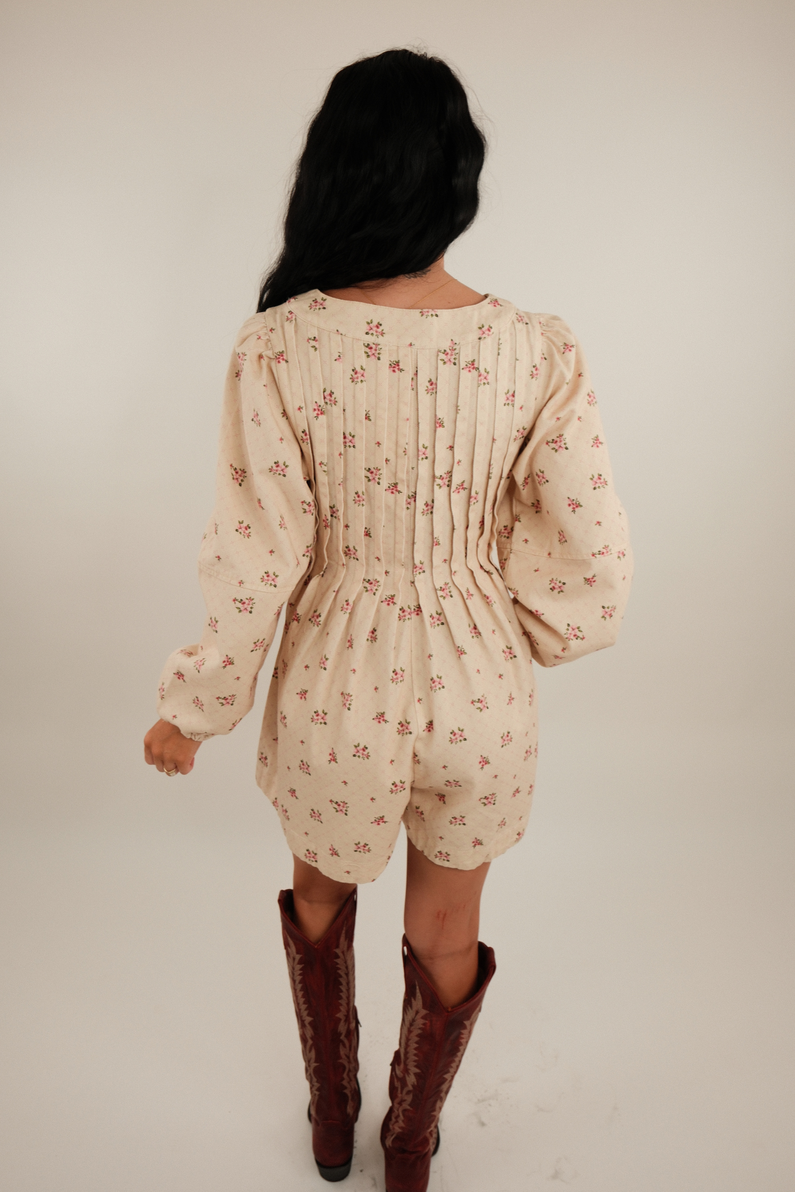 Western Bloom Denim Romper