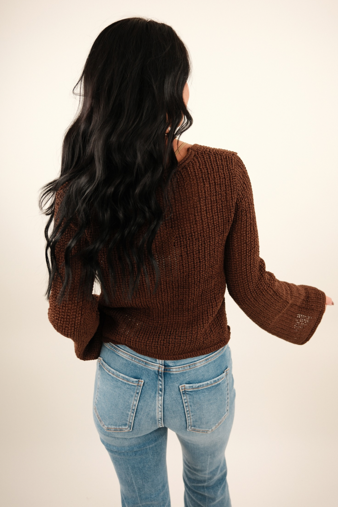 Sundown Crochet Cropped Sweater - Brown