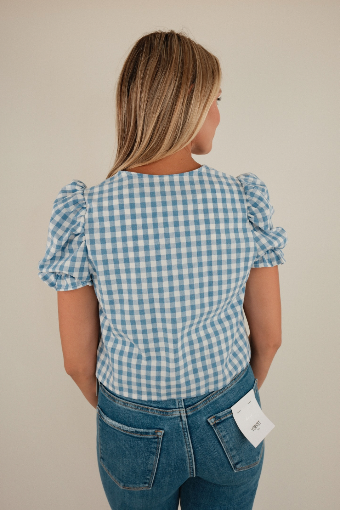 Country Plaid Tie-Front Top