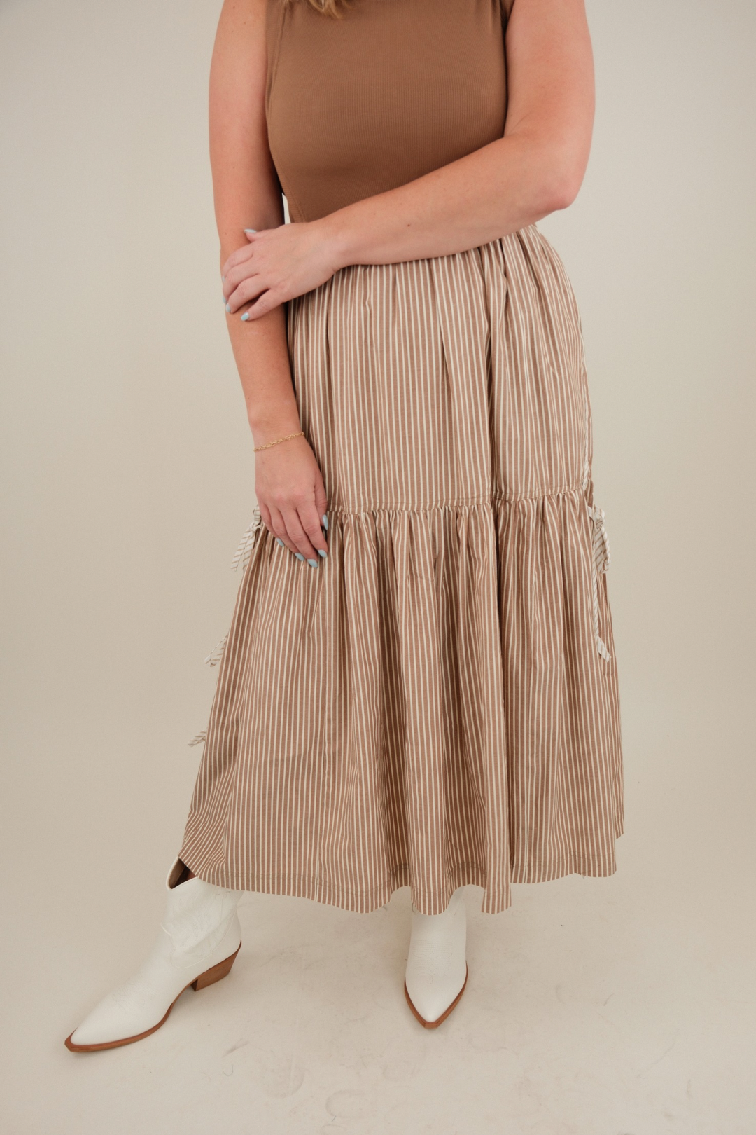 Cocoa Stripe Midi Dress