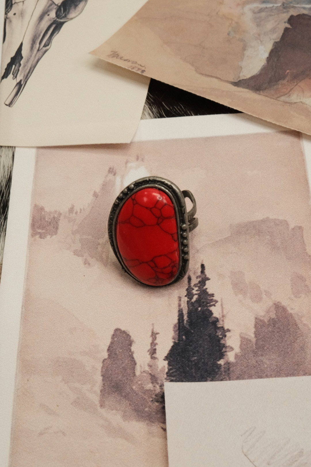 Western Bean Stone Adjustable Ring