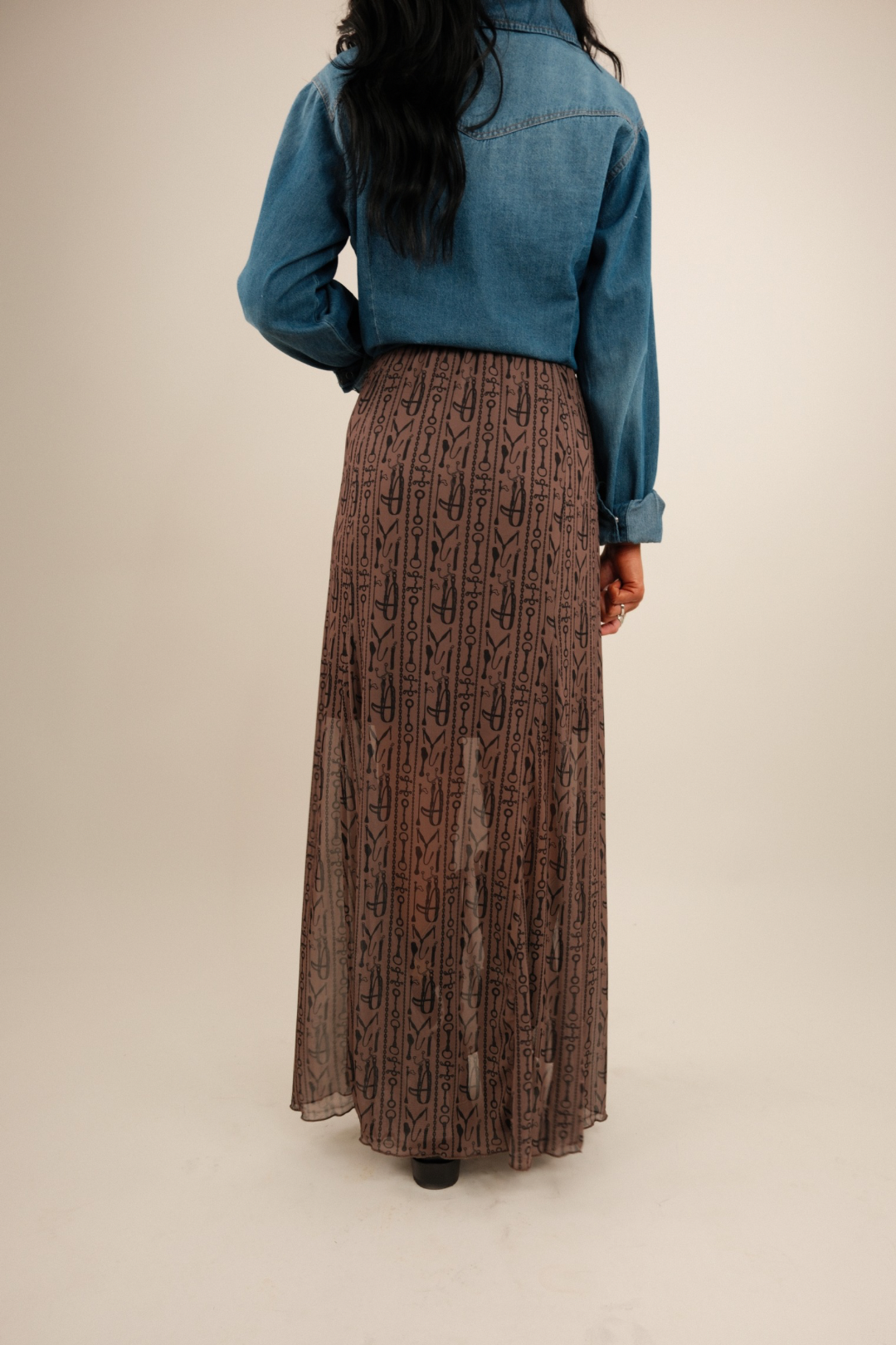 Bridle Path Mesh Maxi Skirt