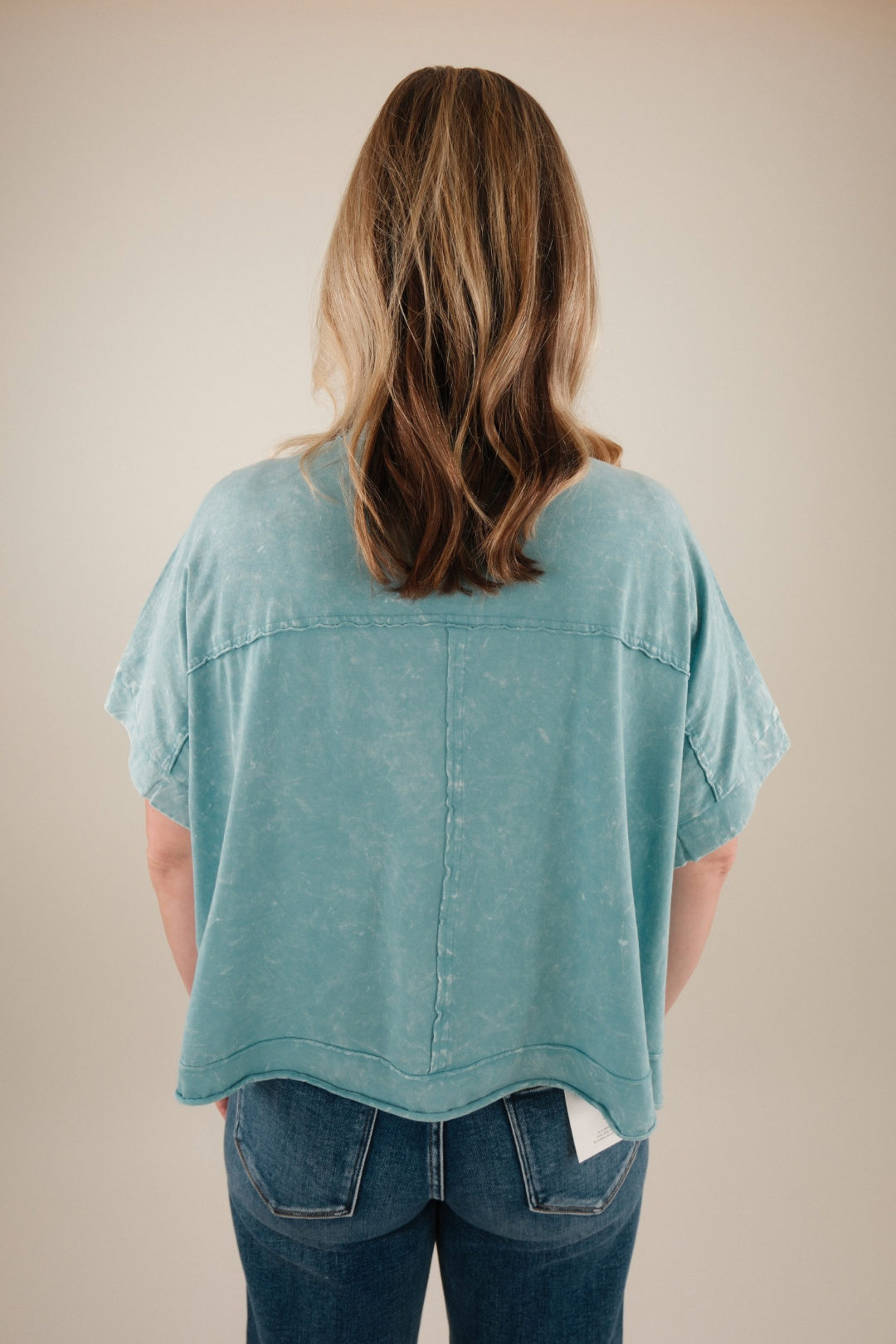 Everyday Edgy Pocket Tee - Dusty Teal