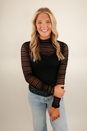 Saddle Stripe Sheer Top