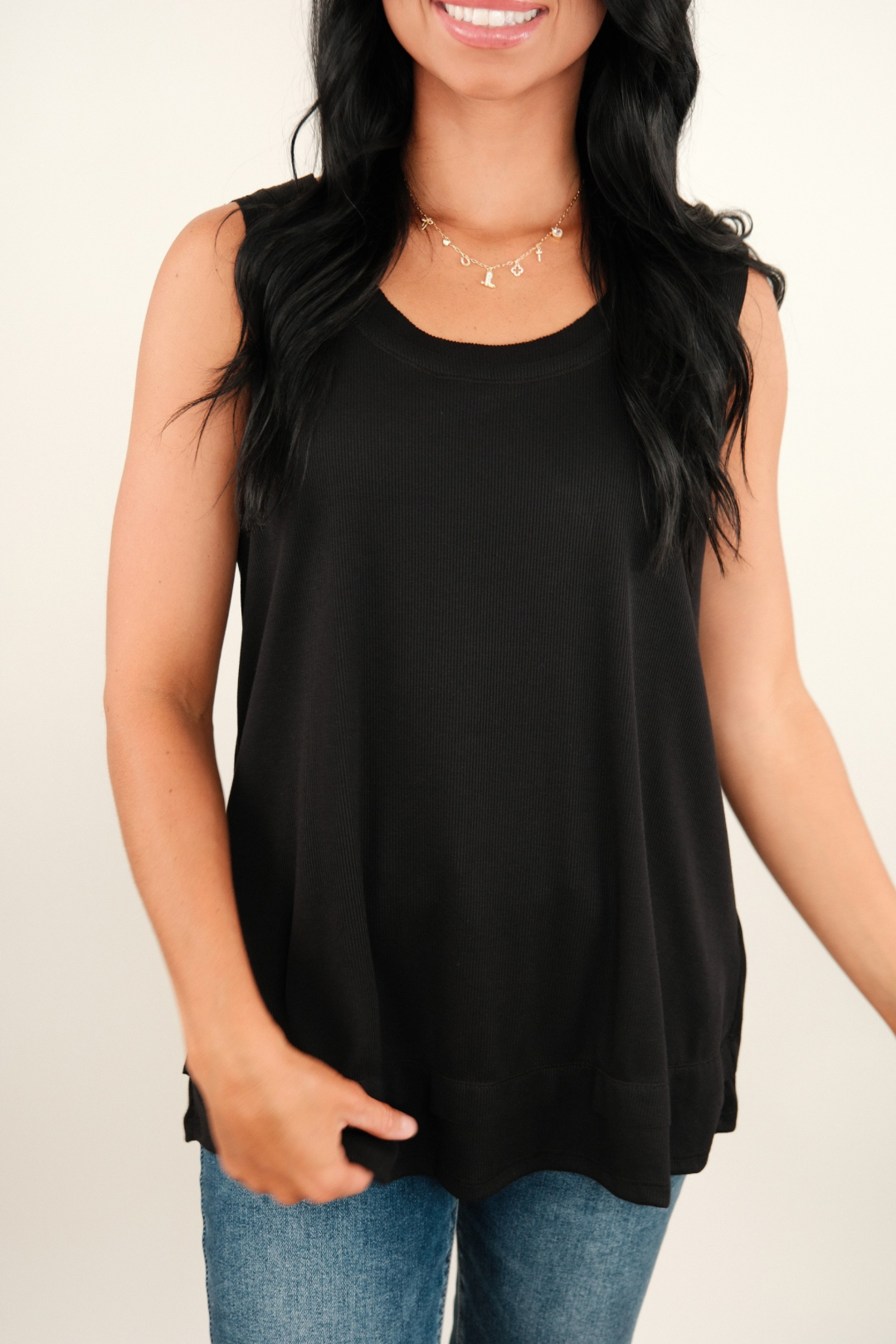The Western Essentials Ribbed Tank - Black