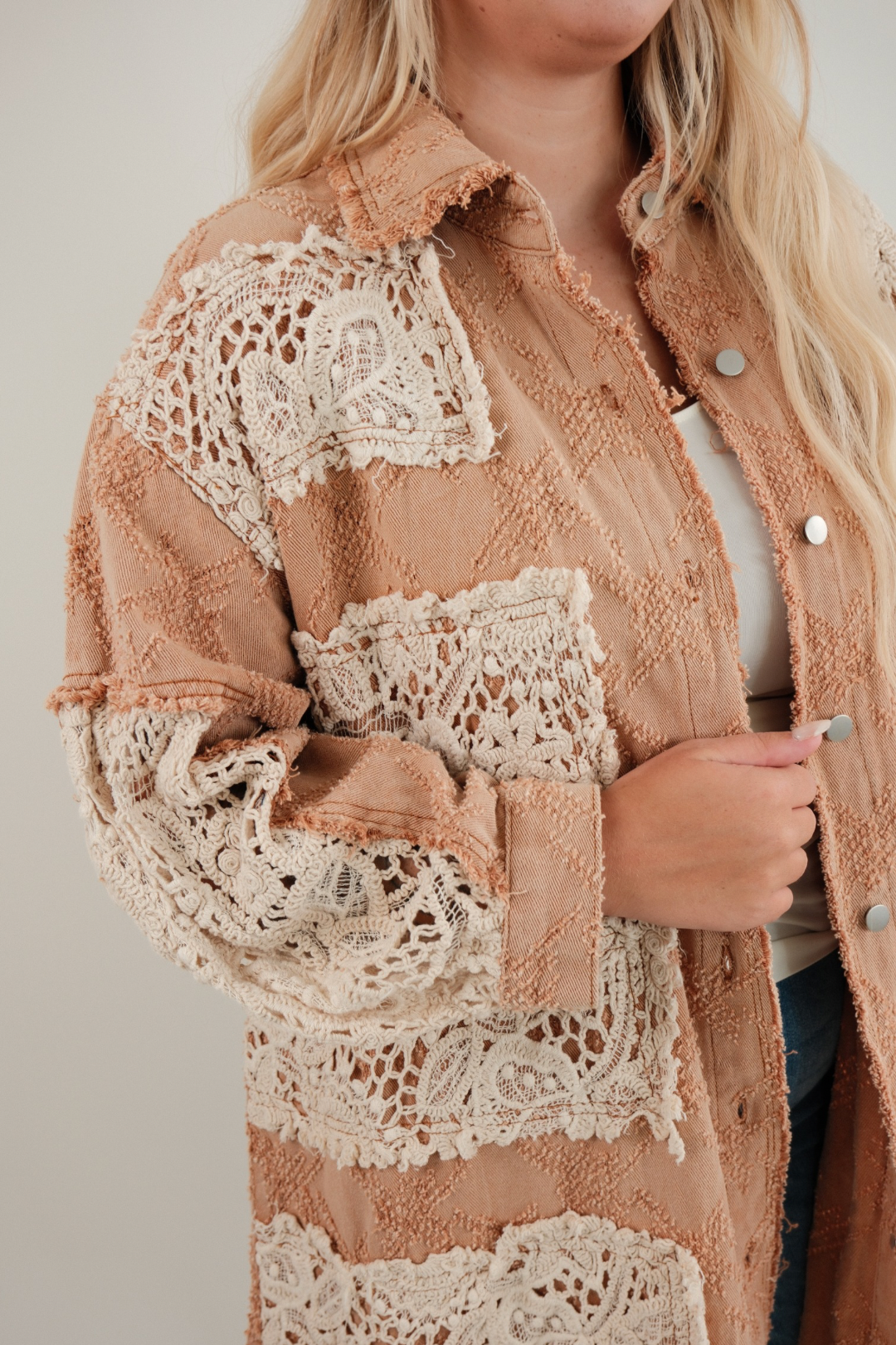 Dusty Rose Lace Overlay Shirt