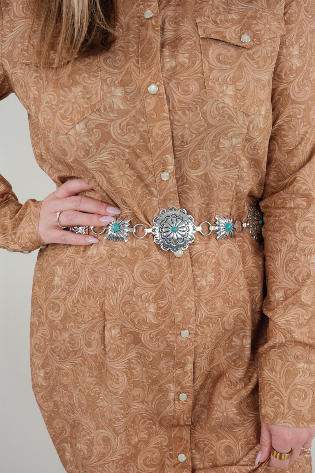 Western Round & Square Concho Link Belt