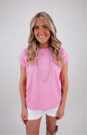 Cowgirl Calm Tee - Heather Fuchsia