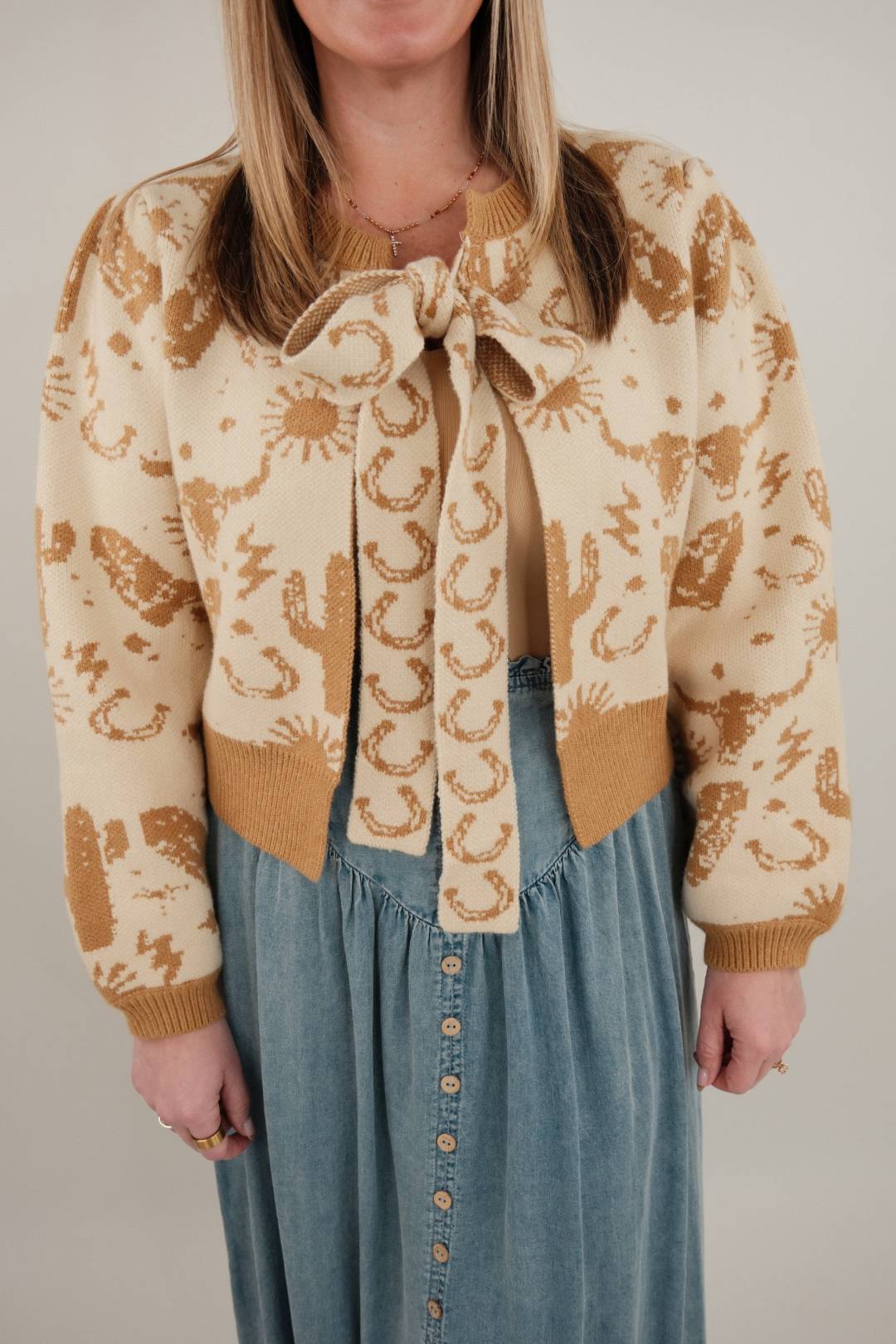 Cowgirl Charm Tie-Neck Cardigan