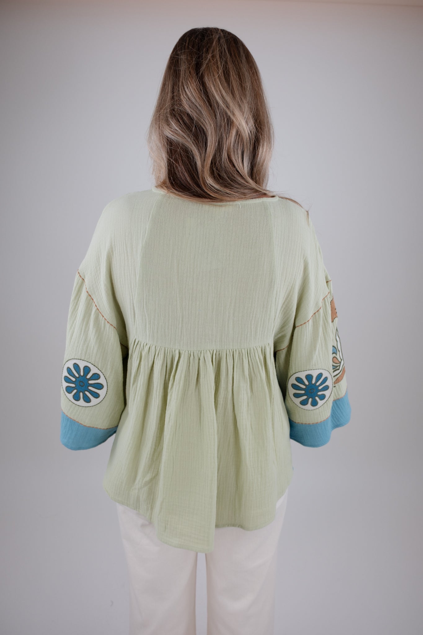 Blue Sky Bell Sleeve Top
