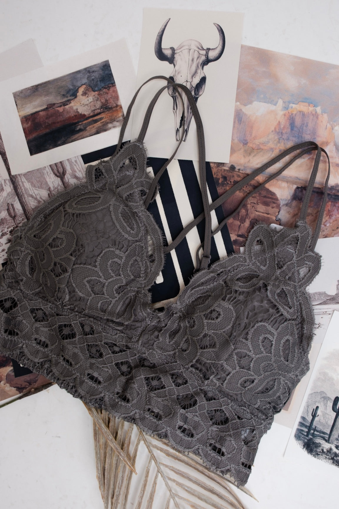 Lace & Lasso Bralette - Grey