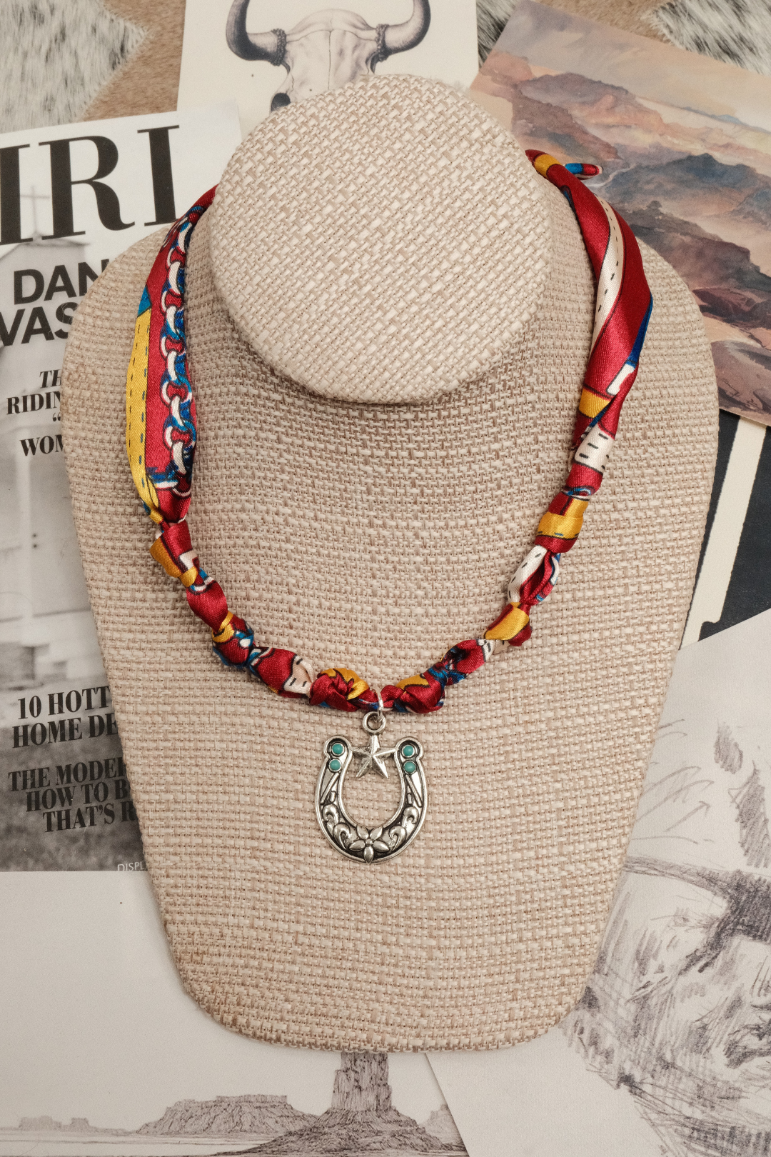 Cowgirl Star Silk Scarf Necklace