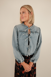 Dusty Skies Tie-Front Denim Jacket