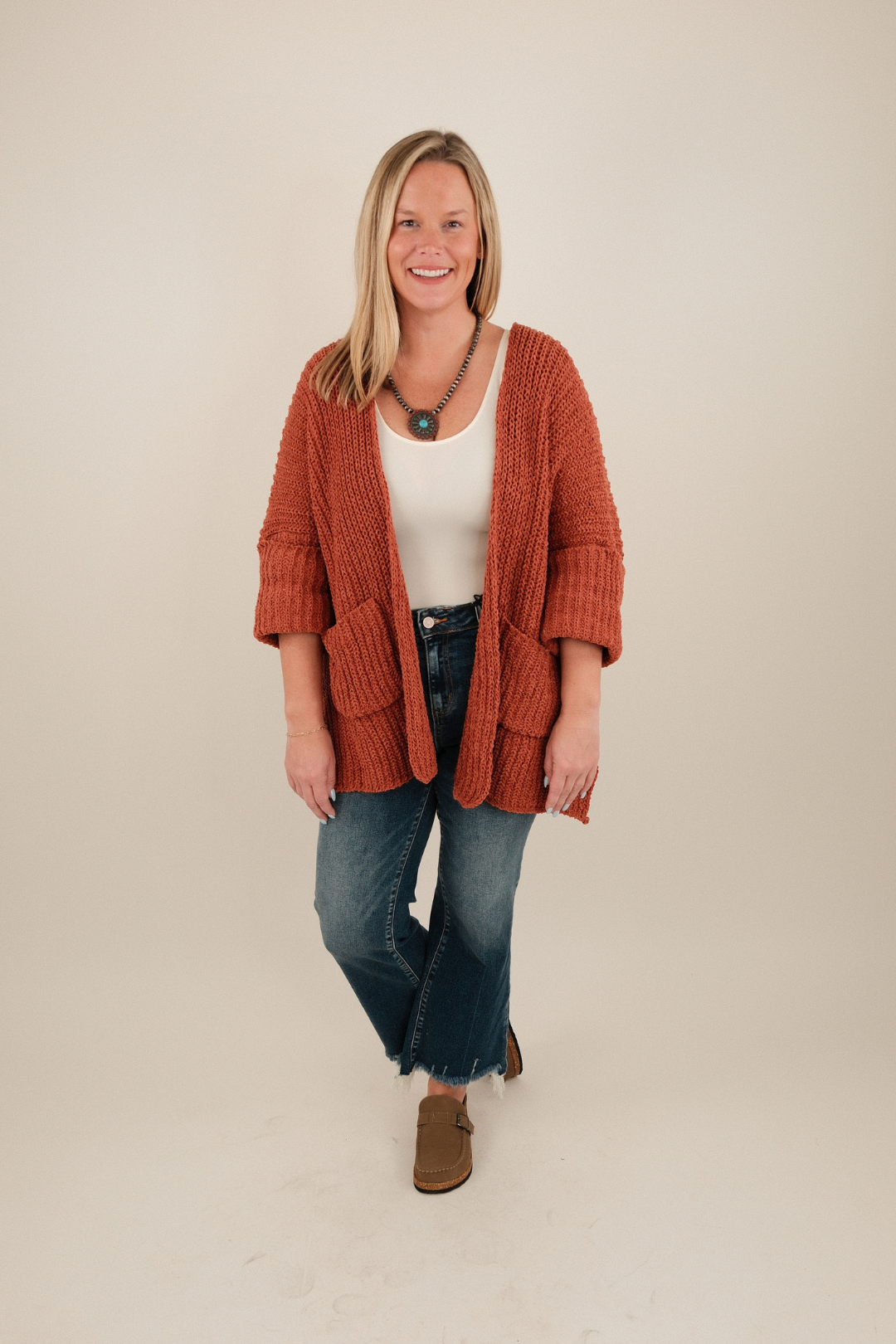 Saddle Rock Knit Cardigan - Rust