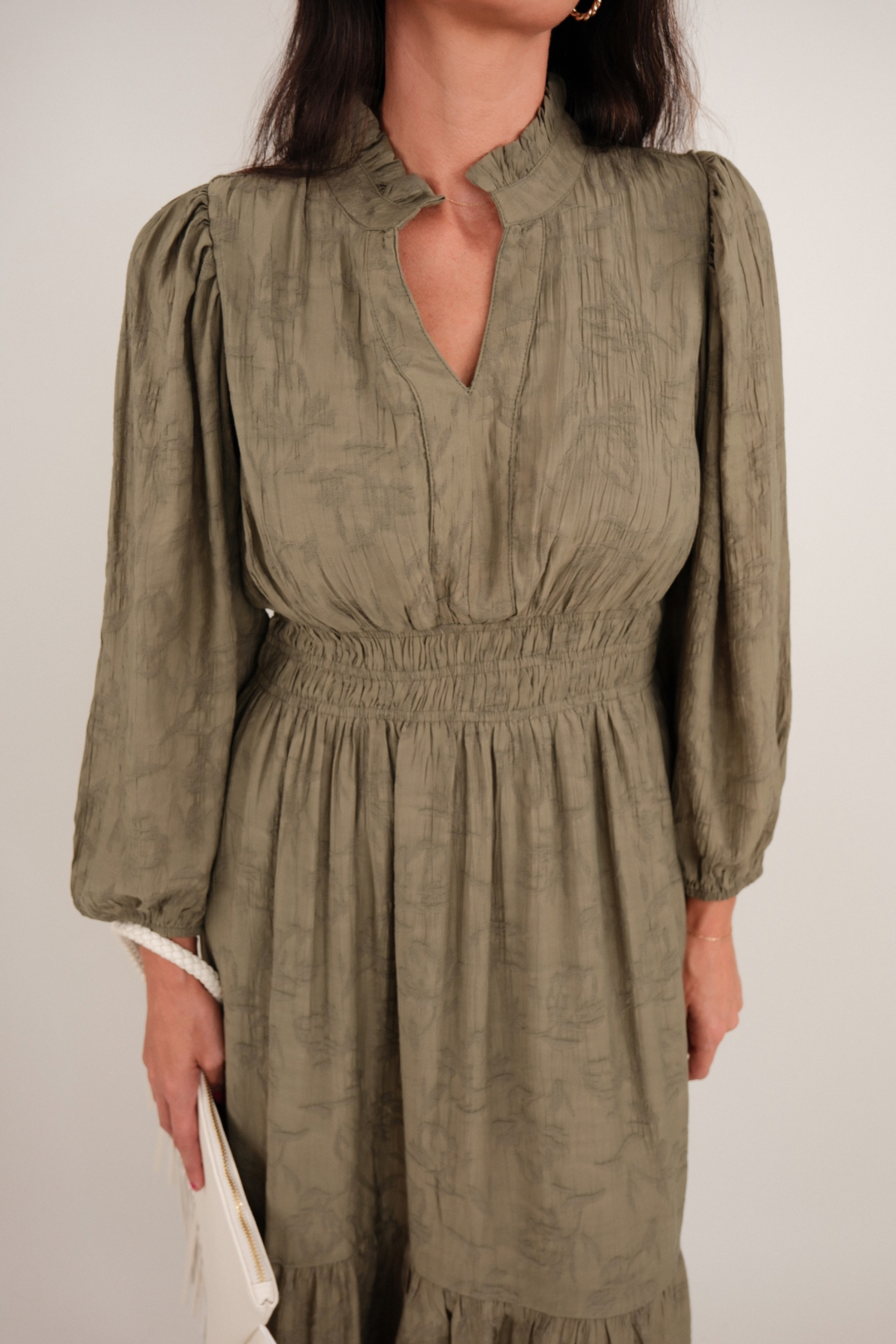 Prairie Whisper Olive Midi Dress