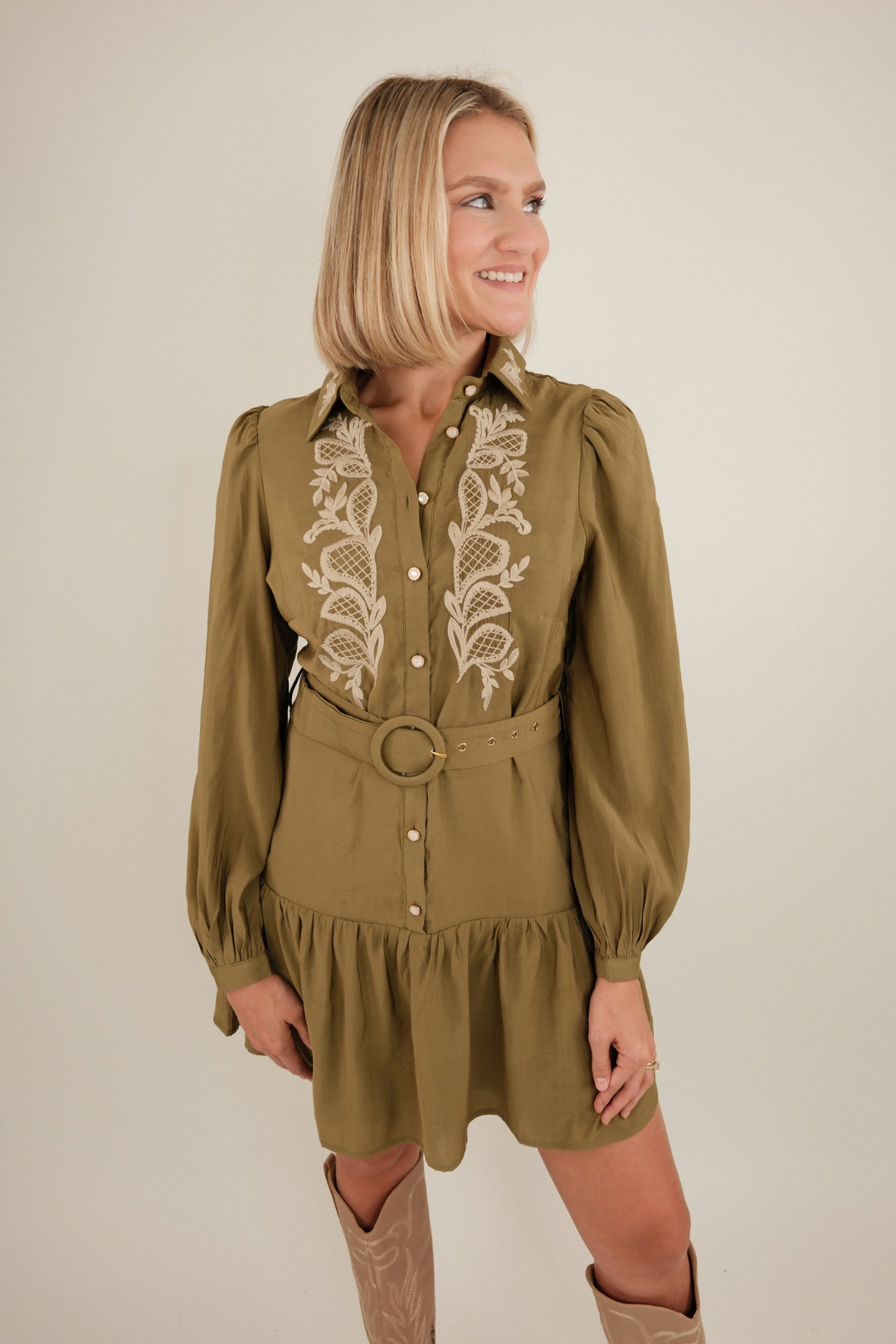 Sagewood Embroidered Mini Dress