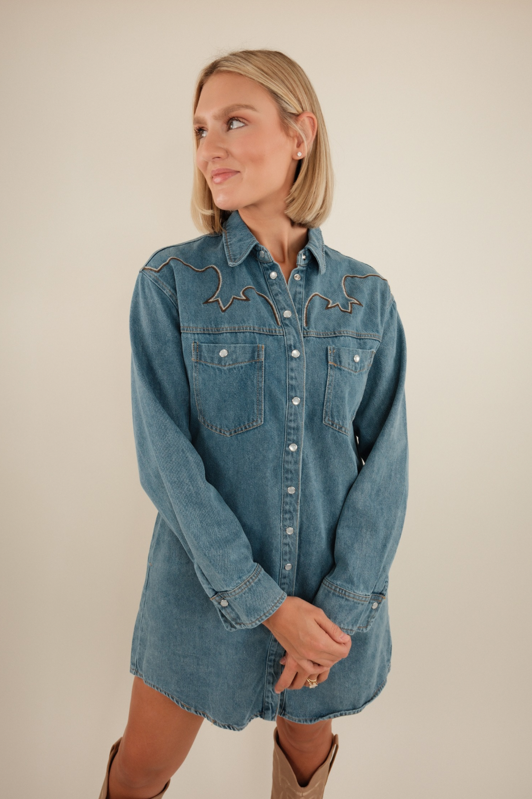 Cowgirl Blues Denim Mini Dress Cowgirl Society & Co Cowgirl Blues Denim Mini Dress Cowgirl Society & Co