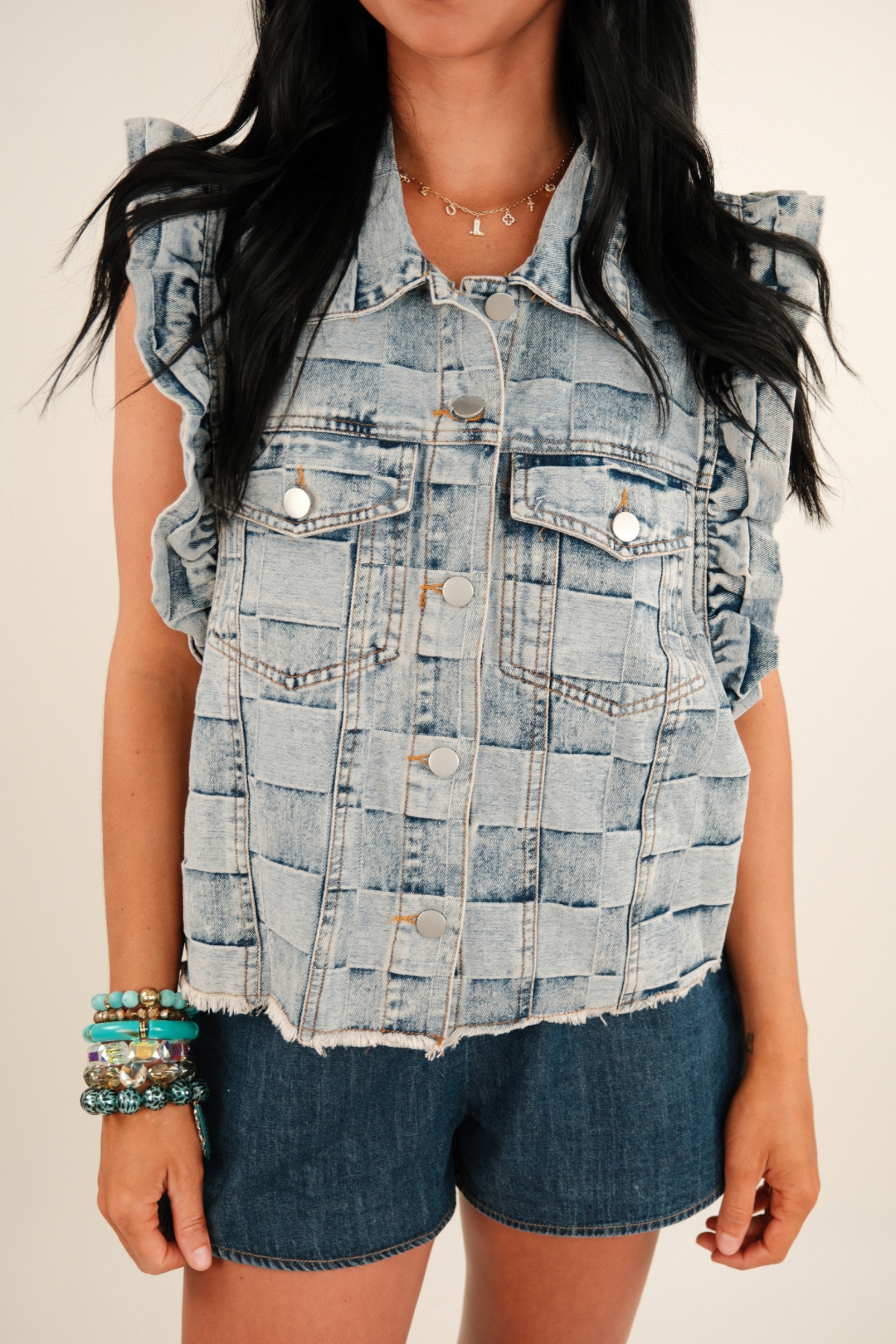Ranch Ruffle Checkered Vest