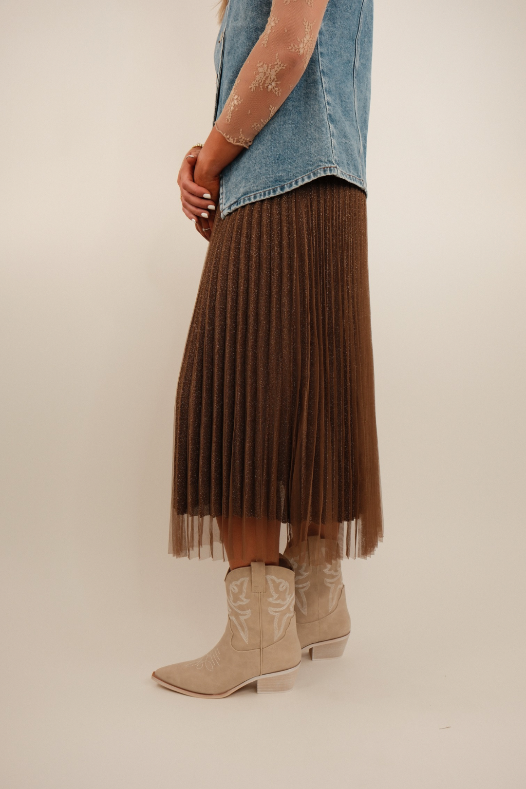 Golden Dust Pleated Skirt