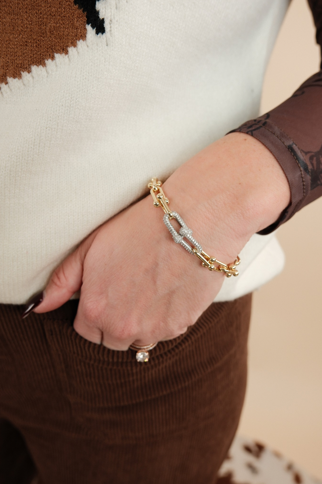 Golden Trail Stirrup Link Bracelet