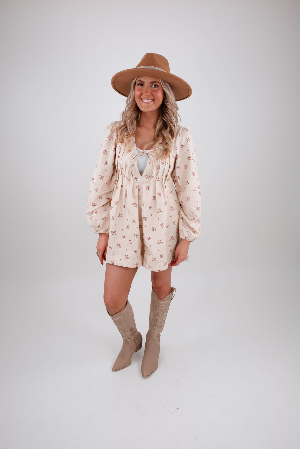 Western Bloom Denim Romper