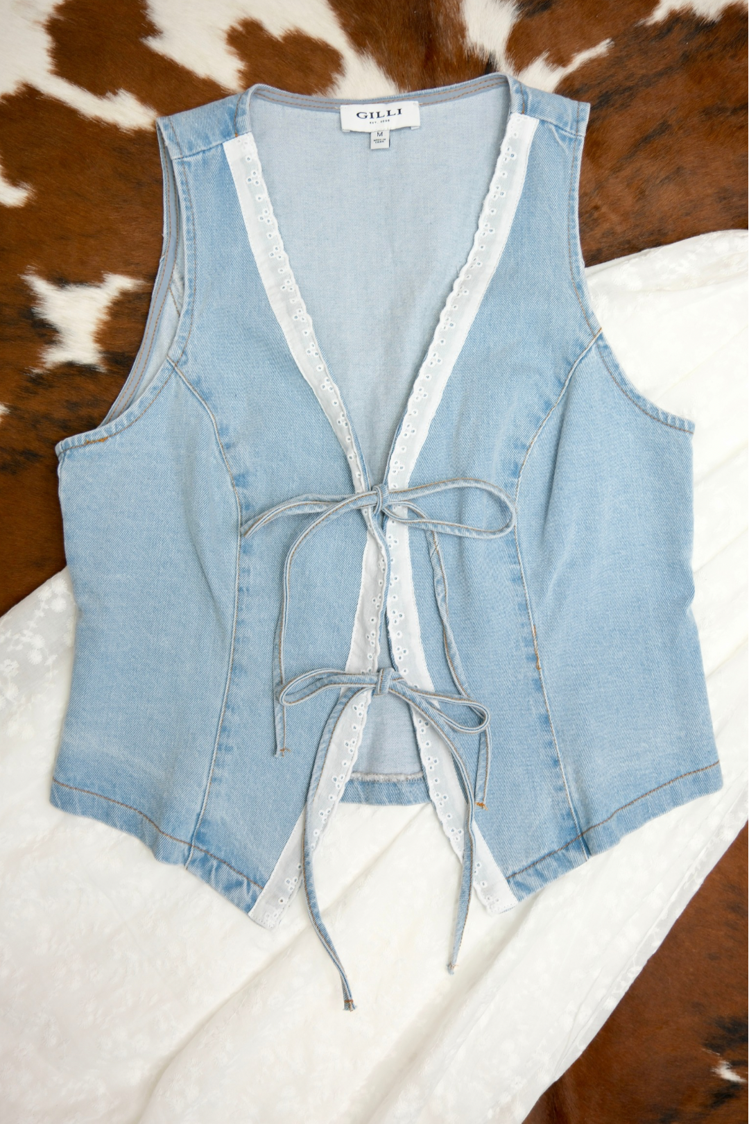 Lace & Denim Vest