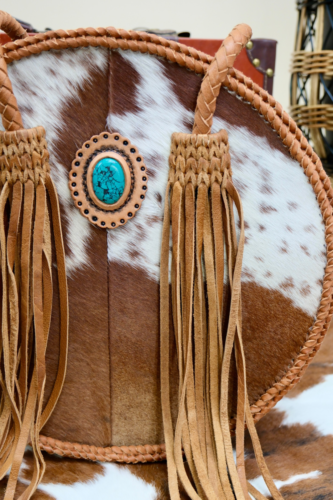 Wild River Round Cowhide Bag