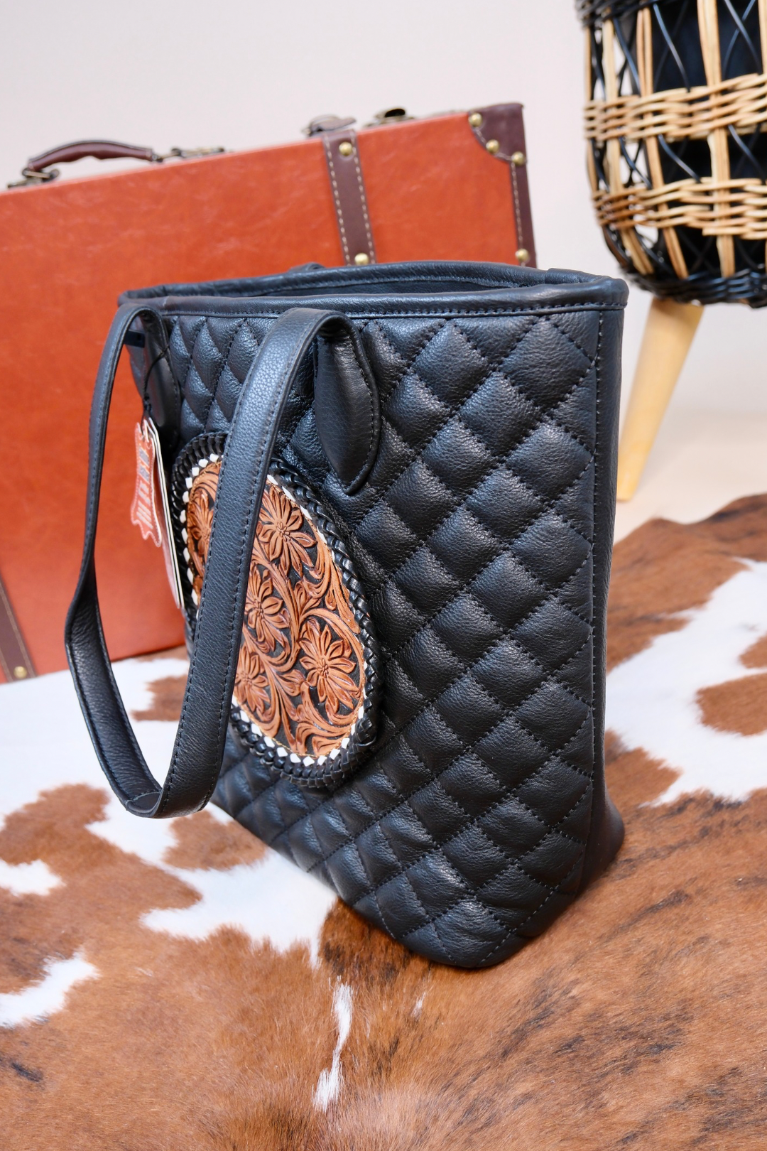Midnight Mesa Quilted Leather Tote