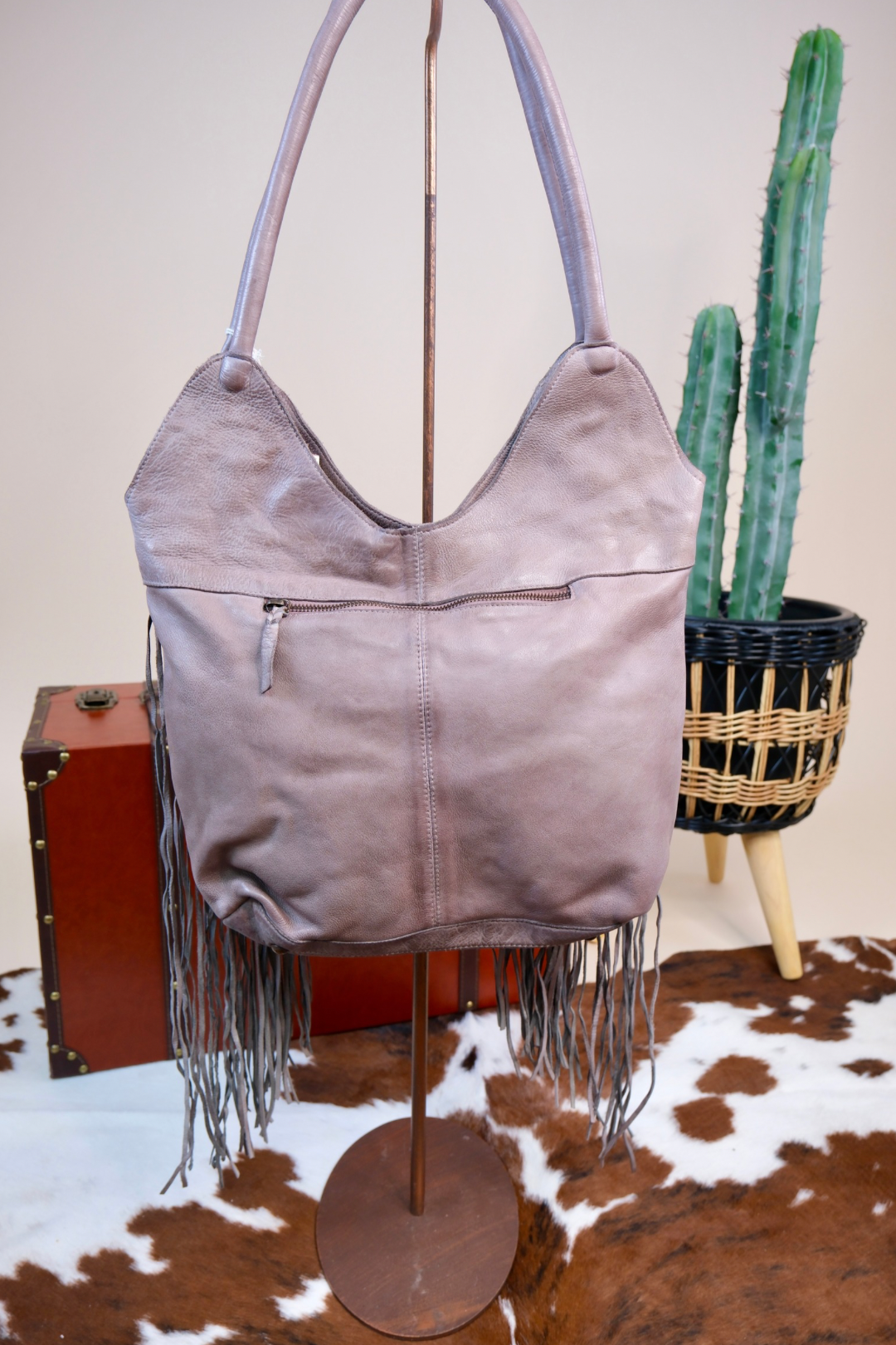 Turquoise Bloom Leather Tote