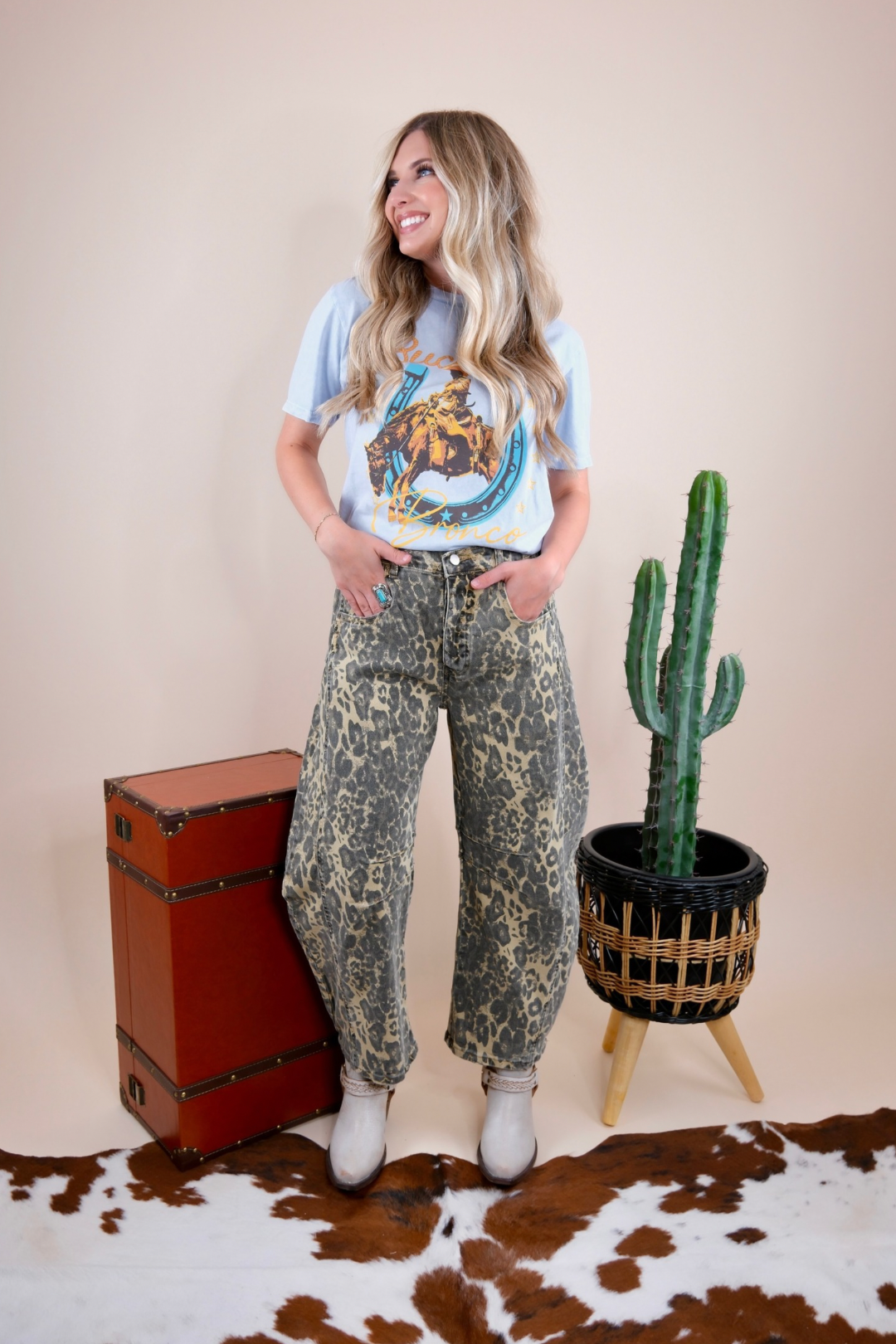 Wild Trail Cheetah Barrel Jeans