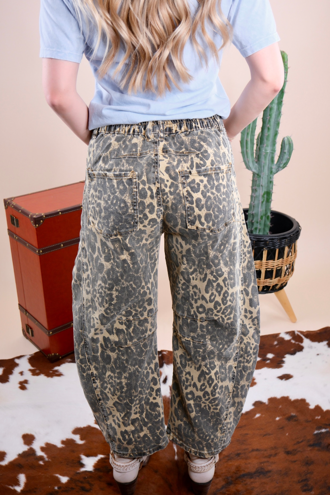 Wild Trail Cheetah Barrel Jeans