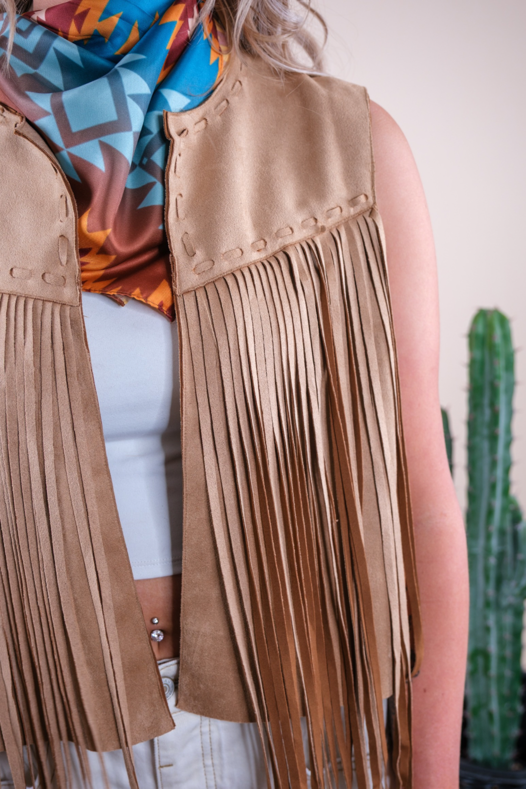 Fringe Frontier Vest - Camel
