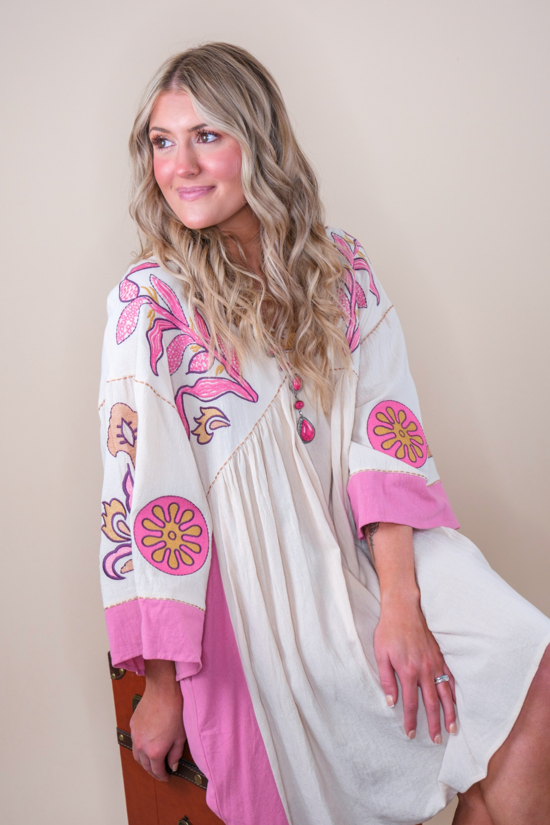 Spring Western Mini Dress - Ivory