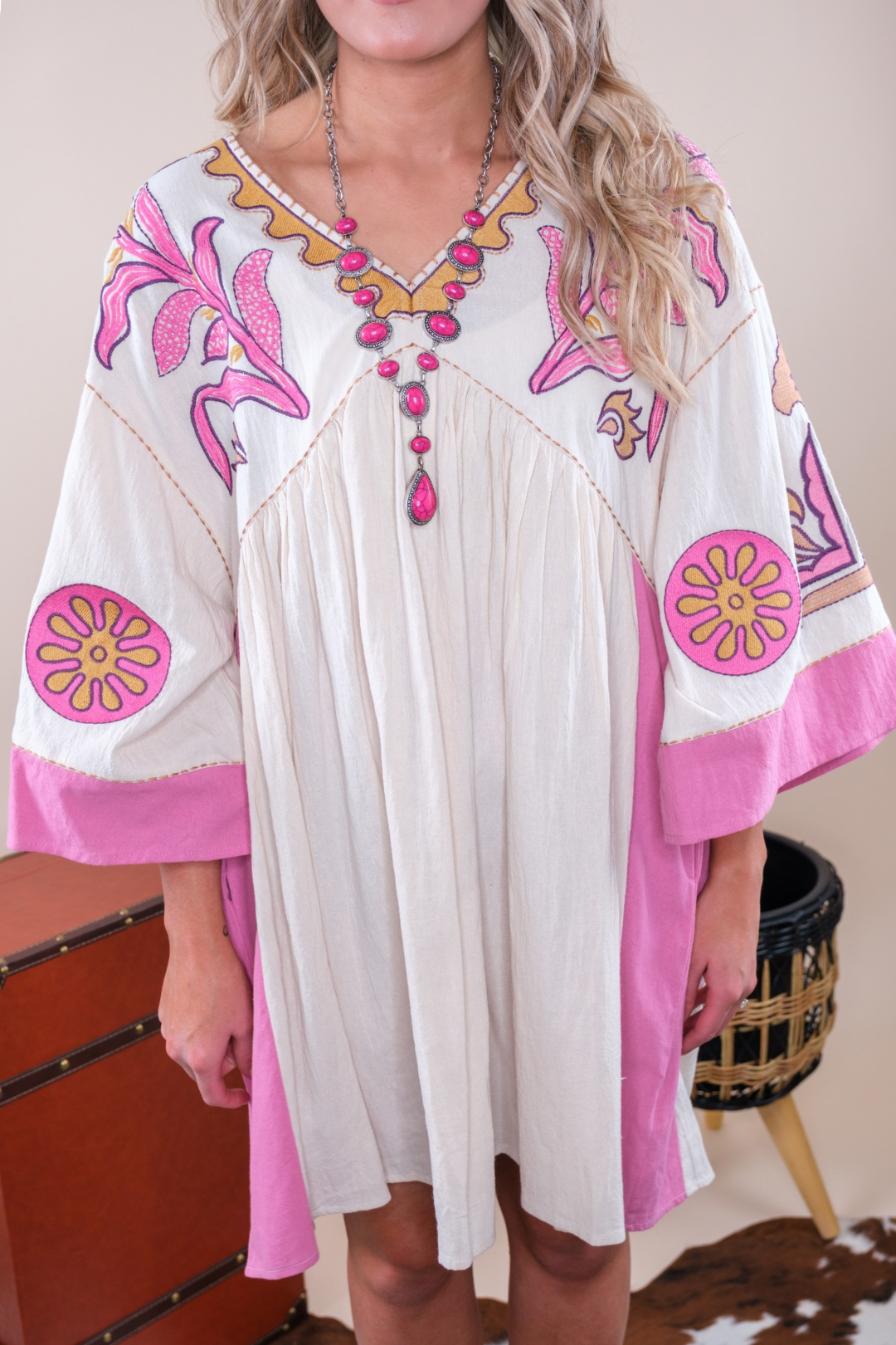Spring Western Mini Dress - Ivory