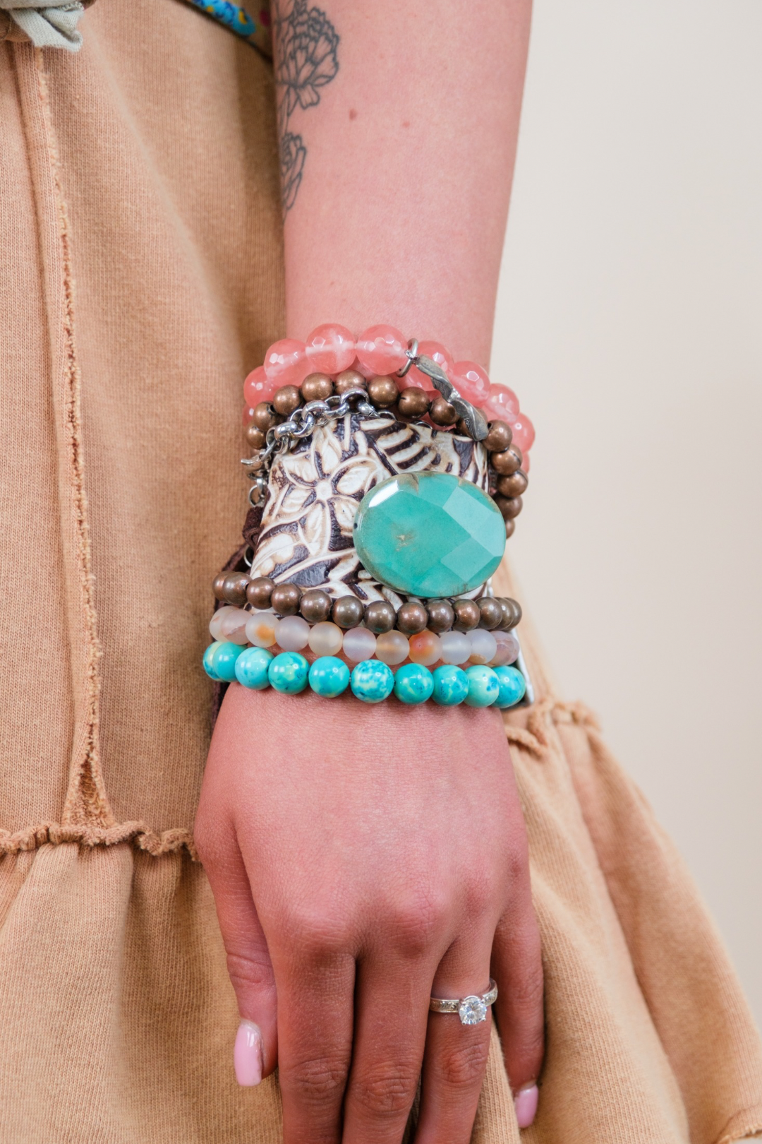 Boho Leather & Western Charm Bracelet