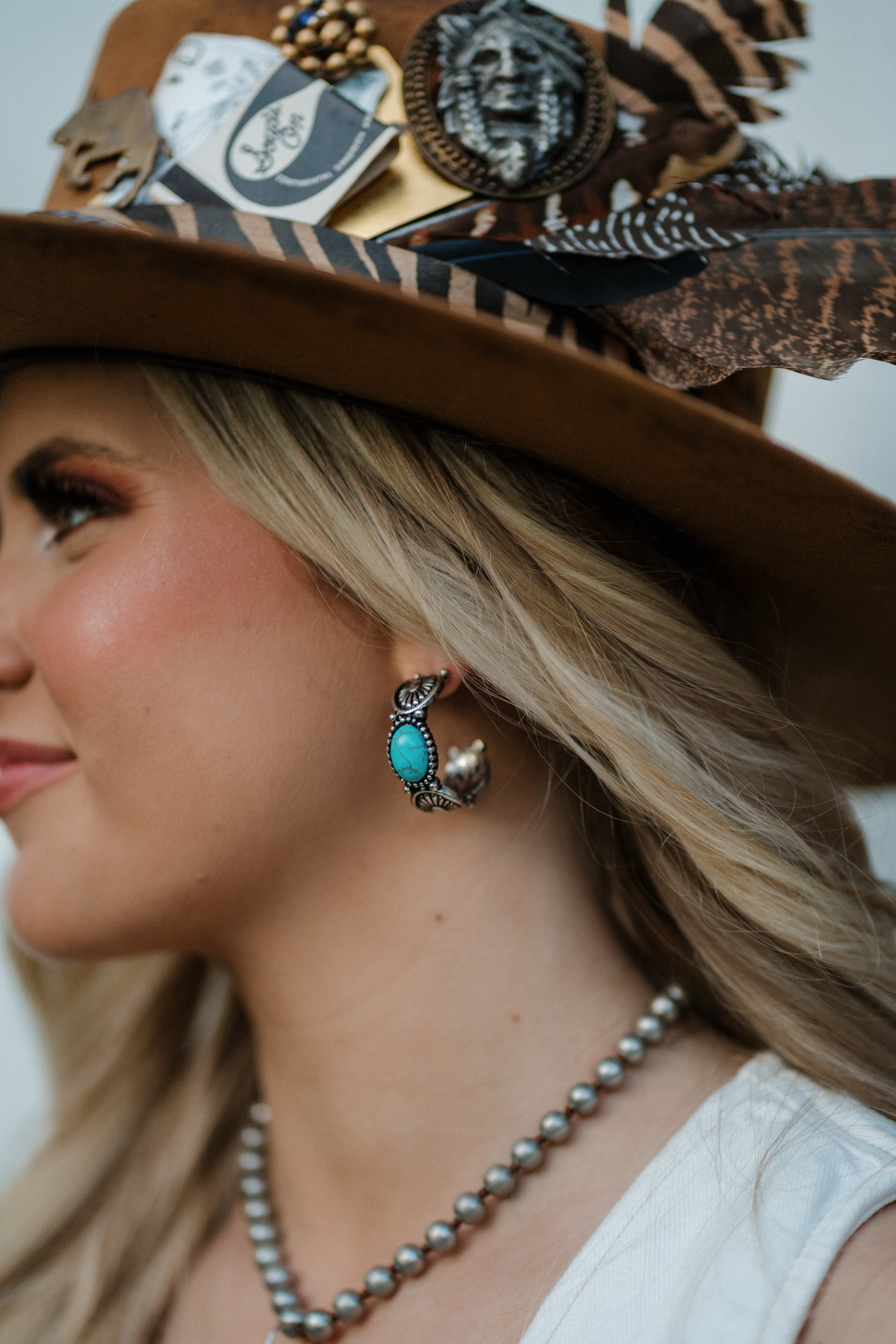 Rodeo Twist Turquoise Hoops